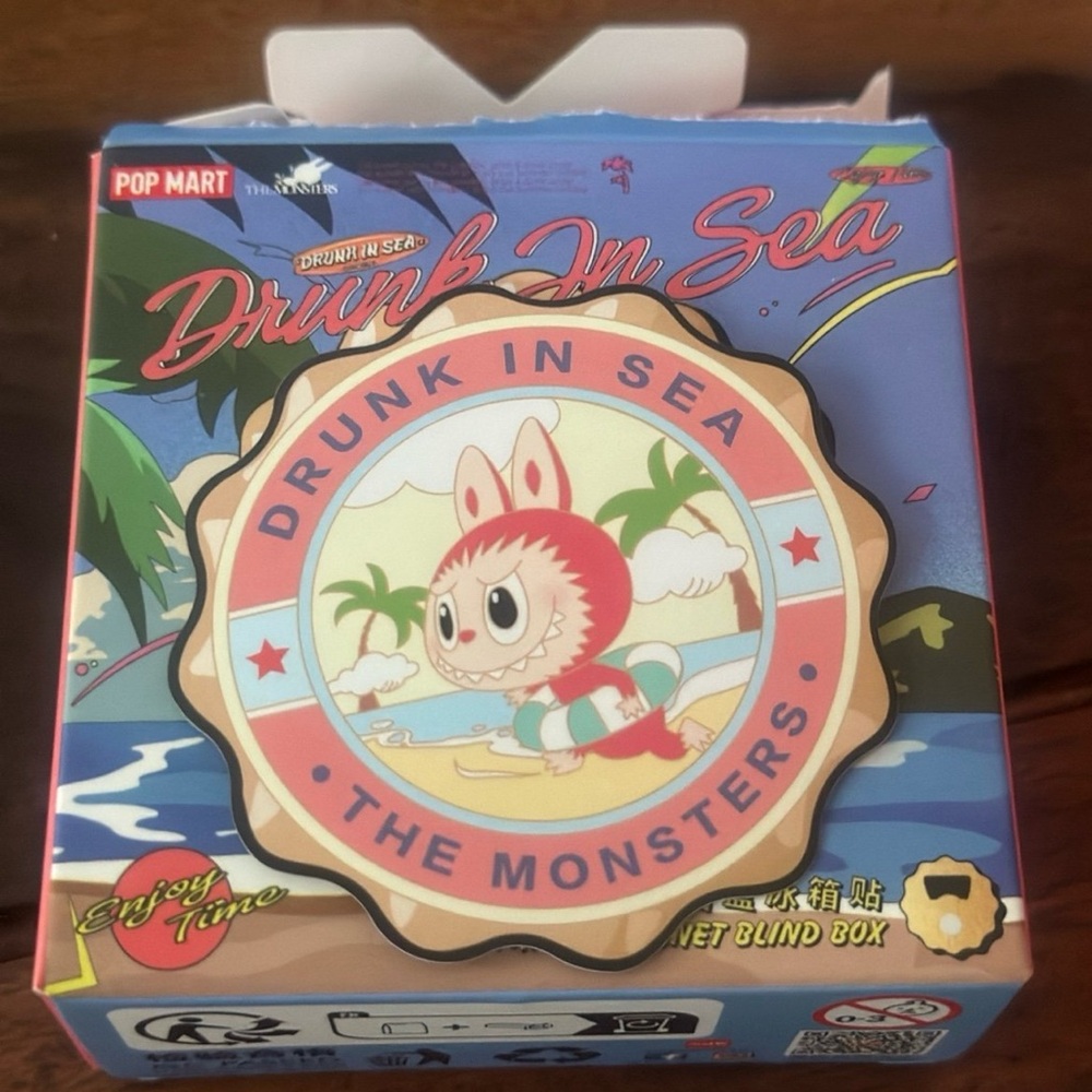 Labubu Fridge Magnet Drunk in Sea